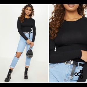 Pretty Little Thing Black Long Sleeve Top
